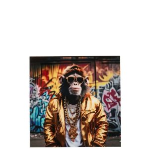 WALL DECORATION COOL MONKEY GLASS MULTICOLORED