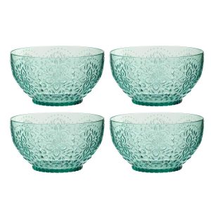 BOX OF 4 BOWL PLASTIC AQUA BLUE
