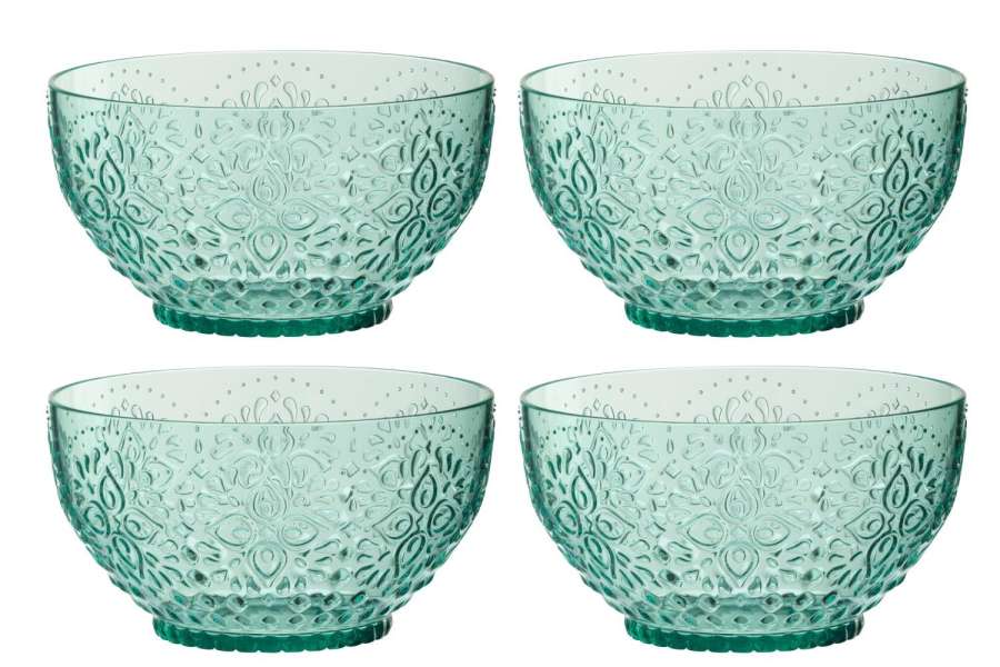 BOX OF 4 BOWL PLASTIC AQUA BLUE