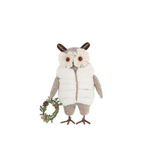 OWL +COAT POLYESTER BEIGE/WHITE LARGE