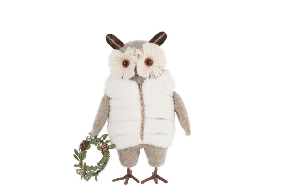 OWL +COAT POLYESTER BEIGE/WHITE LARGE