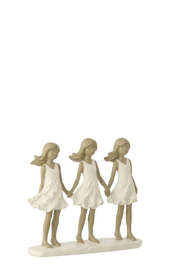CHILDREN SISTERS POLYRESIN WHITE/GREY