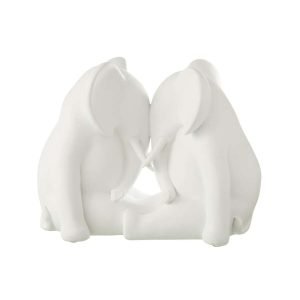 ELEPHANT FACE TO FACE POLYRESIN WHITE
