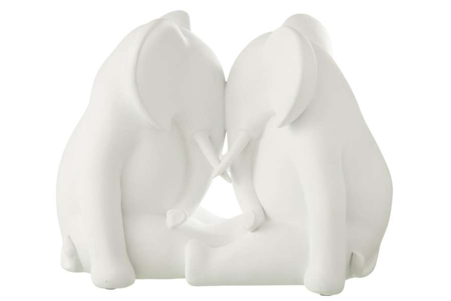 ELEPHANT FACE TO FACE POLYRESIN WHITE