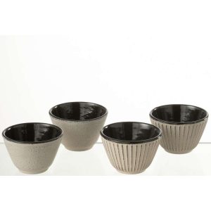 BOX OF 2 TEA CUP METAL BEIGE ASSORTMENT 2