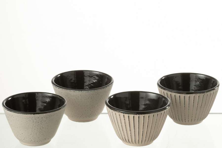 BOX OF 2 TEA CUP METAL BEIGE ASSORTMENT 2