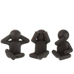 P'TIT MAURICE SITTING SEE/HEAR/SPEAK NO EVIL POLY BLACK ASSORTMENT OF 3