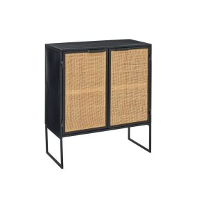 CABINET WITH CANE PANELS IRON BLACK/NATURAL