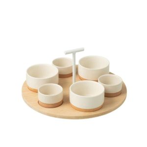 TAPAS SERVICE 6 SETS+ BAMBOO TRAY WINDOWBOX WHITE/NATURAL