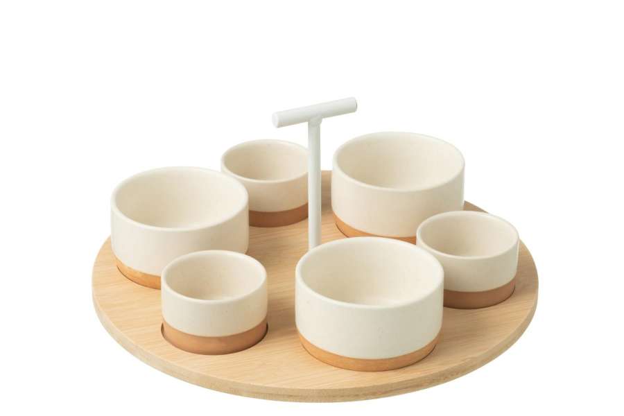 TAPAS SERVICE 6 SETS+ BAMBOO TRAY WINDOWBOX WHITE/NATURAL