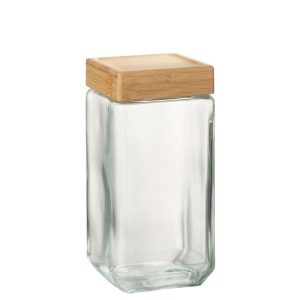 GLASS POT BRAD GLASS/BAMBOO TRANSPARENT/NATURAL EXTRA LARGE