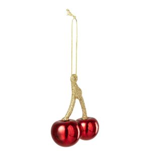HANGER CHERRY GLASS RED/GOLD COLORED