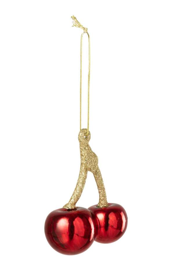 HANGER CHERRY GLASS RED/GOLD COLORED