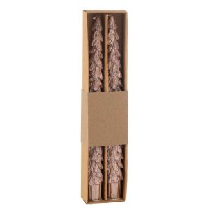 BOX OF 2 TABLE CANDLE TREE PARAFFIN OLD PINK-3H