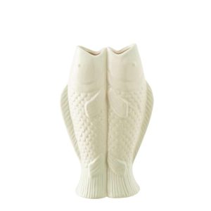 VASE 2 FISH STONEWARE MINT GREEN