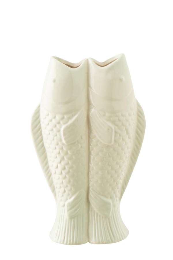 VASE 2 FISH STONEWARE MINT GREEN