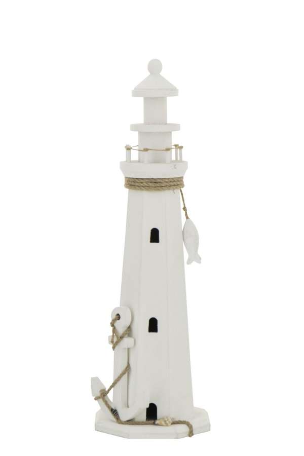 LIGHTHOUSE DECORATIVE MDF/ROPE WHITE LARGE