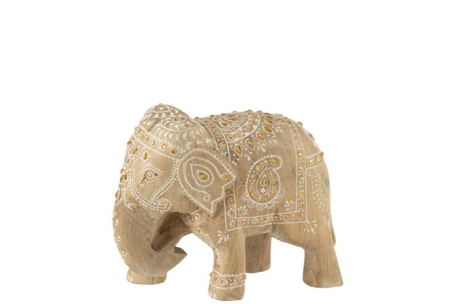 ELEPHANT BEADS MANGO WOOD NATURAL/WHITE LARGE