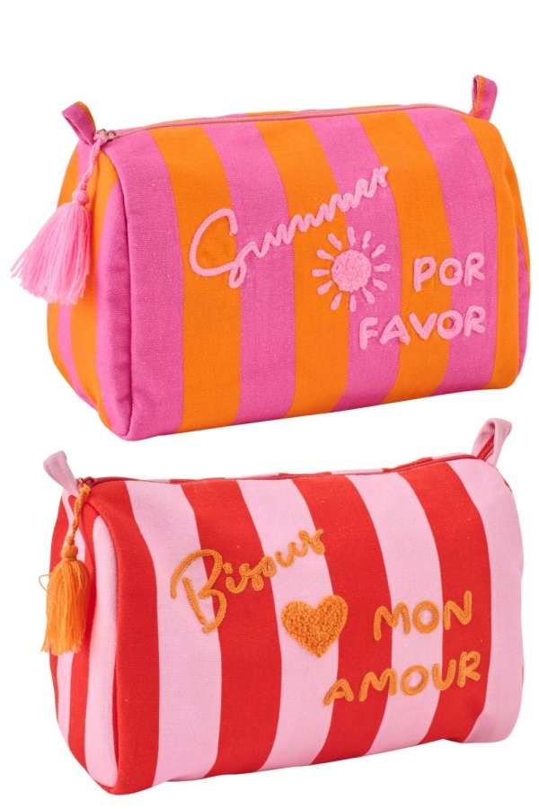 TOILET BAG SUMMER/BISOUS STRIPED COTTON MULTI ASSORTMENT OF 2