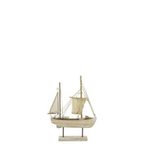 BOAT DECORATIVE WHITEWASH MDF/ROPE NATURAL