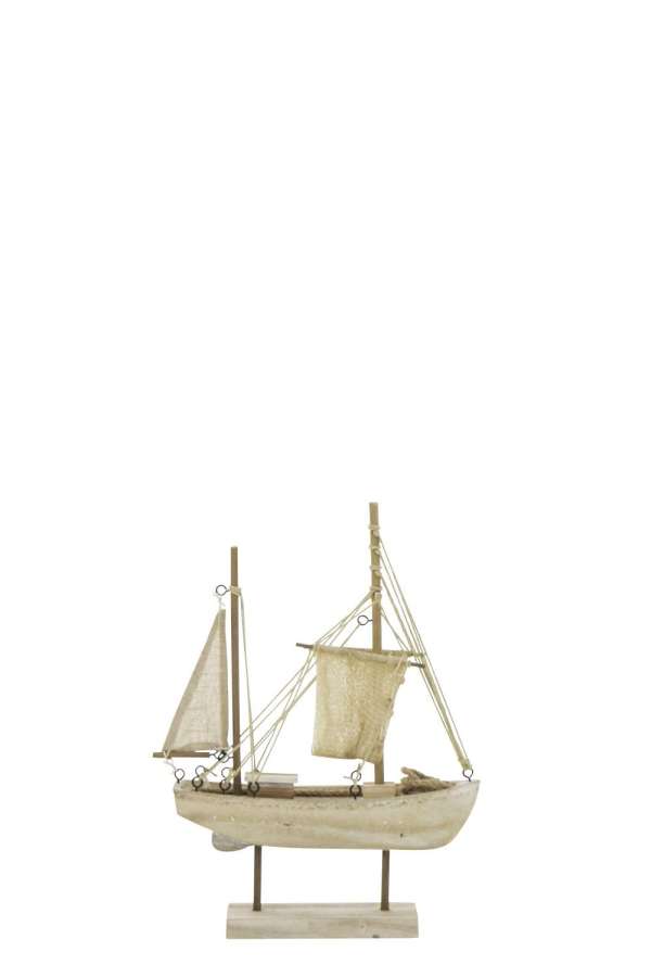 BOAT DECORATIVE WHITEWASH MDF/ROPE NATURAL