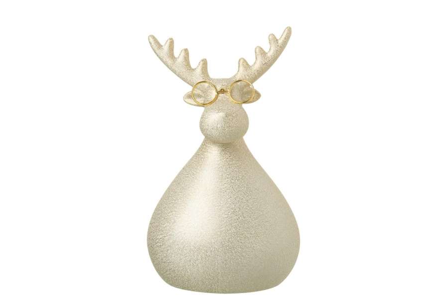 REINDEER GLASSES PORCELAIN GOLD COLORED LARGE