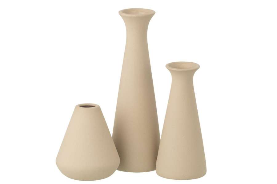 SET OF 3 VASE SOLIFLORE PORCELAIN BEIGE