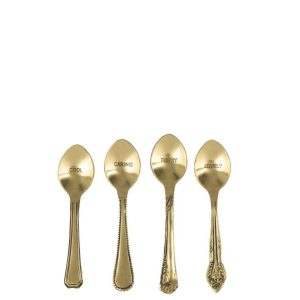 BOX OF 4 SPOON BRASS GOLD COLORED