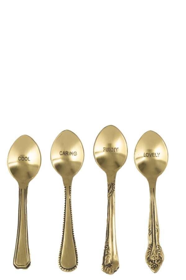 BOX OF 4 SPOON BRASS GOLD COLORED