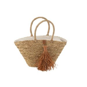 BEACH BAG TASSELS SEAGRASS/RAFFIA NATURAL/BROWN