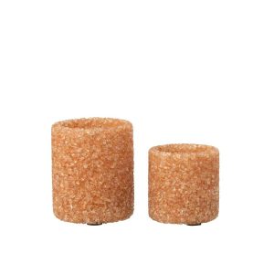 SET OF 2 TEALIGHT HOLDER STONE GLASS RUST BROWN