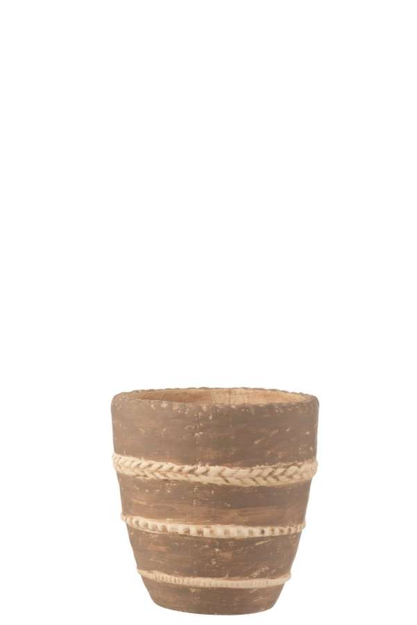 FLOWERPOT BRAIDED TERRACOTTA BROWN LARGE
