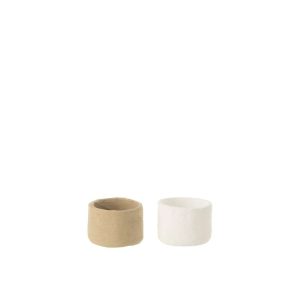 POTS MINI PAPER MACHE NATURAL/WHITE ASSORTMENT OF 2