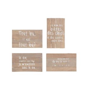 PANELS FUNNY WINE WOOD NATURAL ASSORTMENT OF 4
