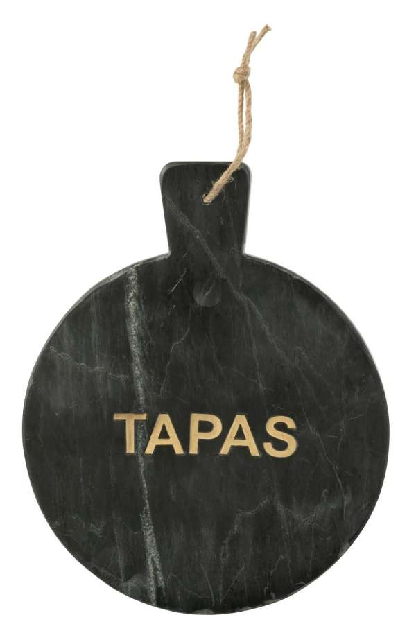 CHEESE BOARD ROUND MARBLE BLACK/GOLD COLORED