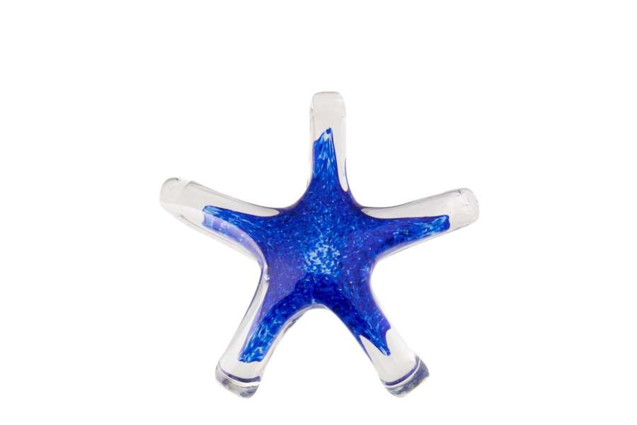 PAPERWEIGHT SEASTAR GLASS BLUE
