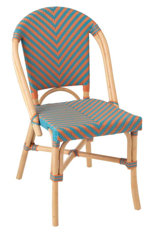 DINING CHAIR GEO RATTAN ORANGE/TURQUOISE