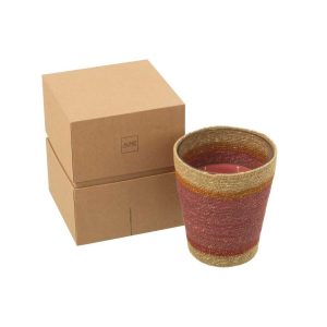 SCENTED CANDLE BASKET WAX BURGUNDY LARGE-75HOURS