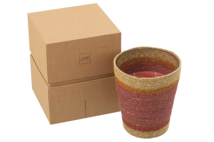 SCENTED CANDLE BASKET WAX BURGUNDY LARGE-75HOURS
