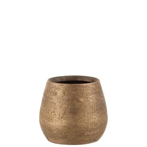 FLOWERPOT IRREGULAR ROUGH CERAMIC GOLD MEDIUM