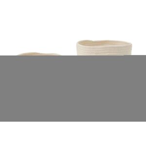 SET OF 3 BASKET STRIPED POLYESTER WHITE/BEIGE