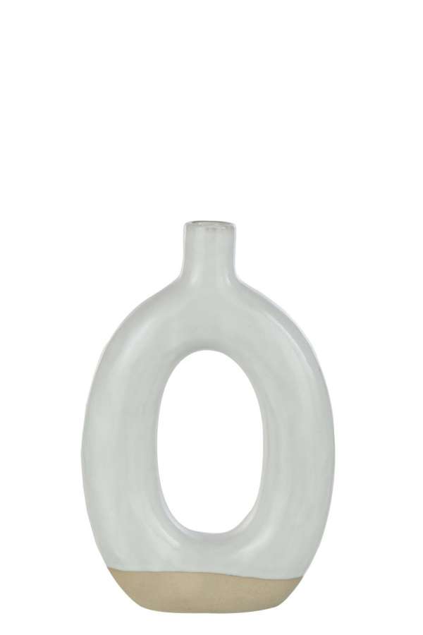 VASE CIRCLE PORCELAIN WHITE/BEIGE LARGE