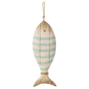 HANGER FISH PAULOWNIA WOOD NATURAL/LIGHT BLUE