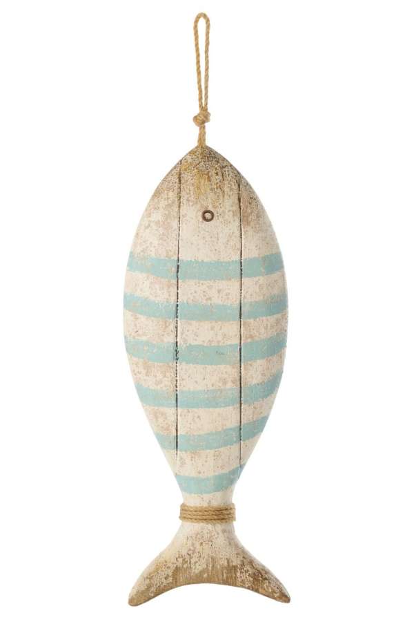 HANGER FISH PAULOWNIA WOOD NATURAL/LIGHT BLUE