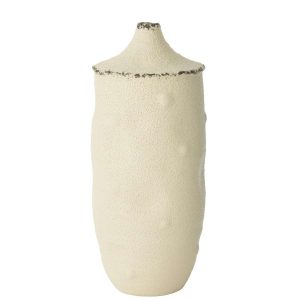 VASE BAY STONEWARE WHITE/BLACK LARGE