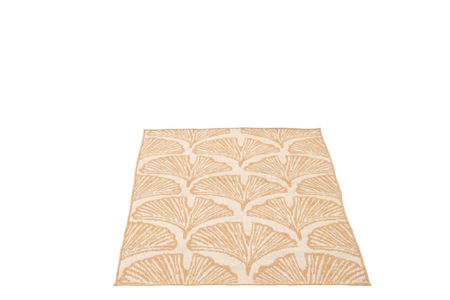 RUG OUTDOOR LEAVES POLYPROPYLENE WHITE/NATURAL