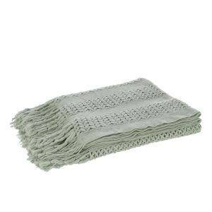 PLAID KNITTED ACRYLIC LIGHT GREEN