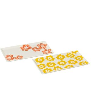 PLATE FLOWER RECTANGLE  CERAMIC MIX ASSORTMENT OF 2