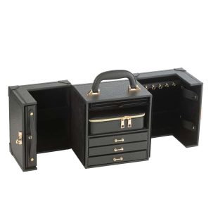 JEWELLERY CASE WITH HANDLE ARTIFICIAL LEATHER BLACK