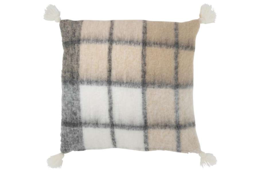 CUSHION WITH TASSELS POLYESTER BEIGE